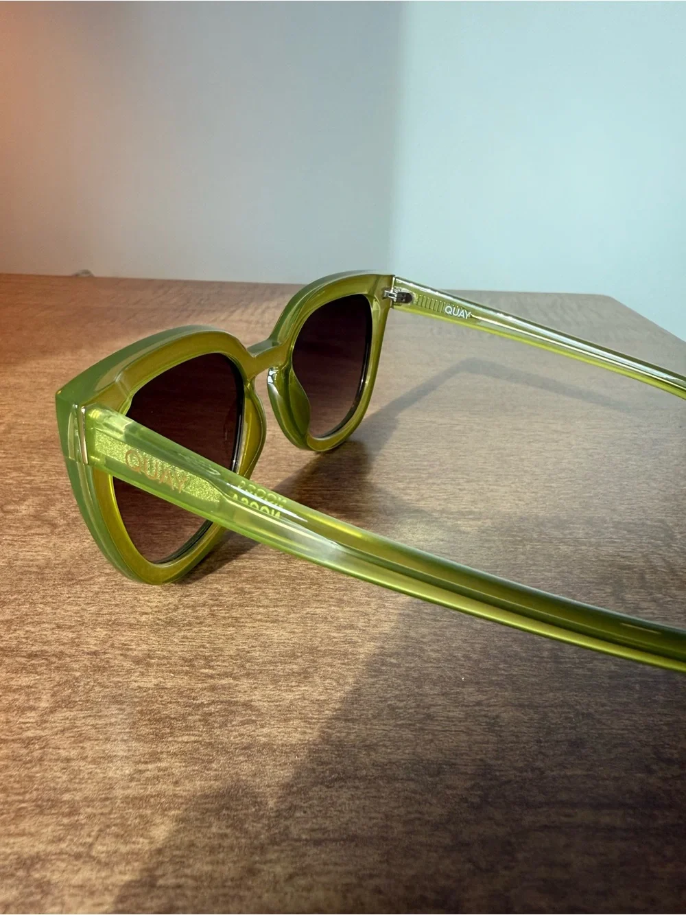 Quay Olive Green Oversized Cat Eye Sunglasses